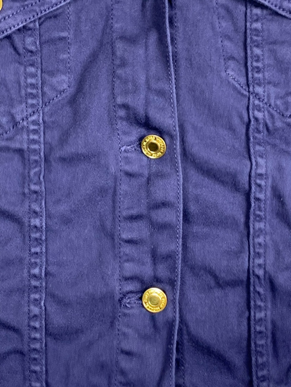 Michael Kors Denim Jacket Womens M Blue Stretch Trucker Gold Buttons Cotton - Picture 9 of 16